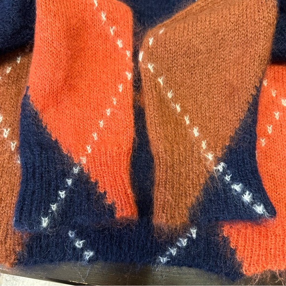 COS Women’s Navy Cropped Mohair Argyle Pullover Sweater Size S - Picture 10 of 12